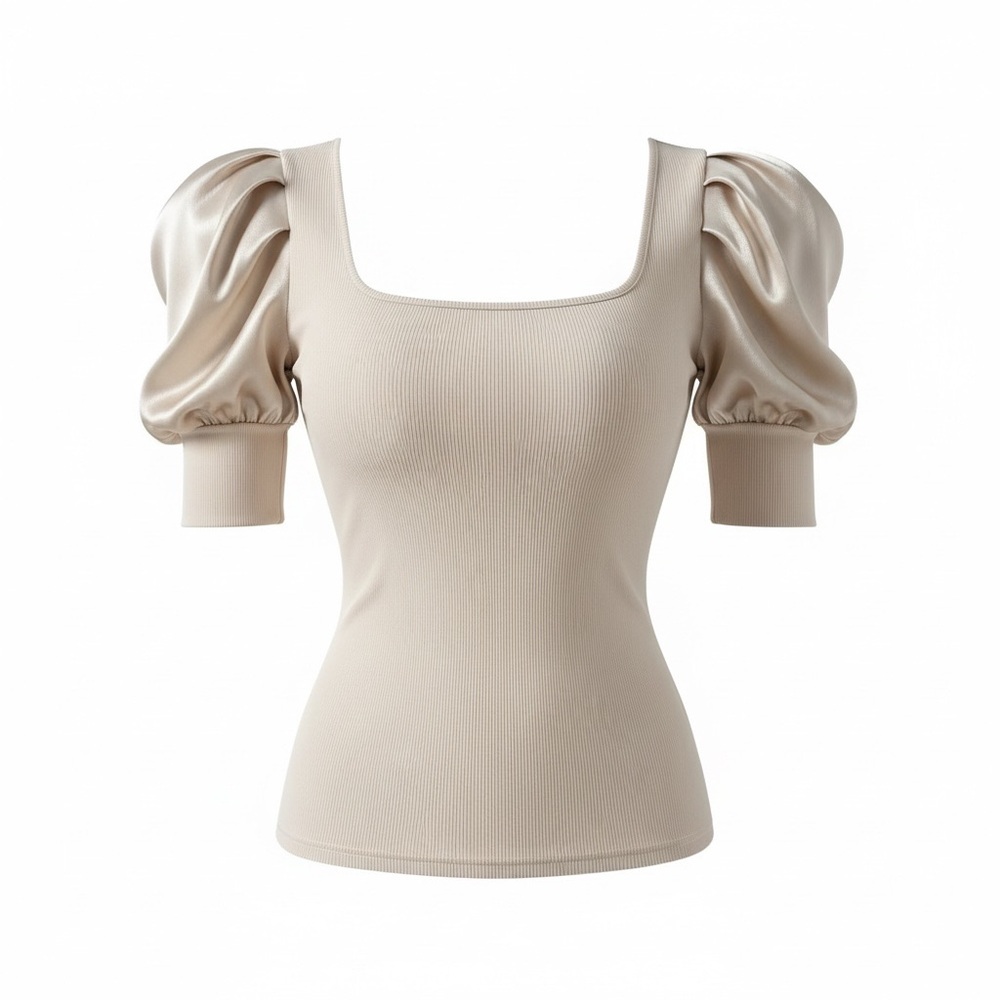 Cream Puff Sleeve Top Size Small